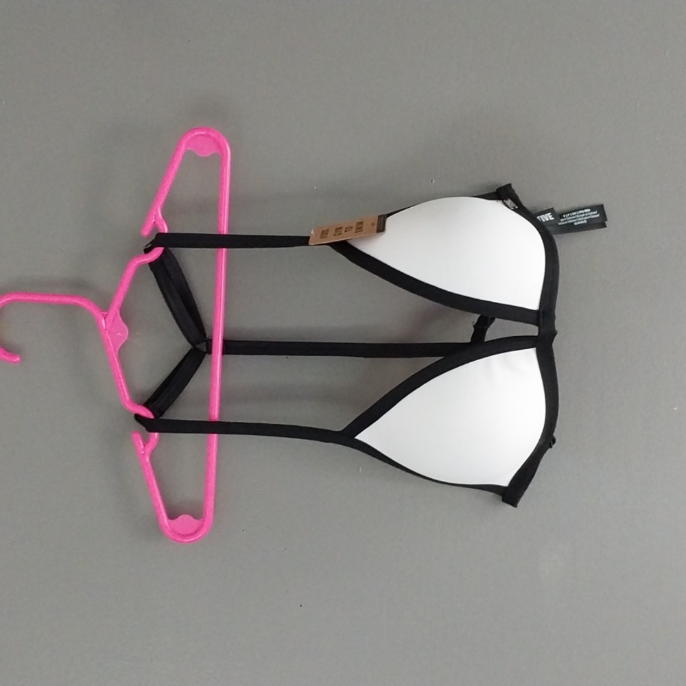 PINK bathing suit top size Small blk/wht